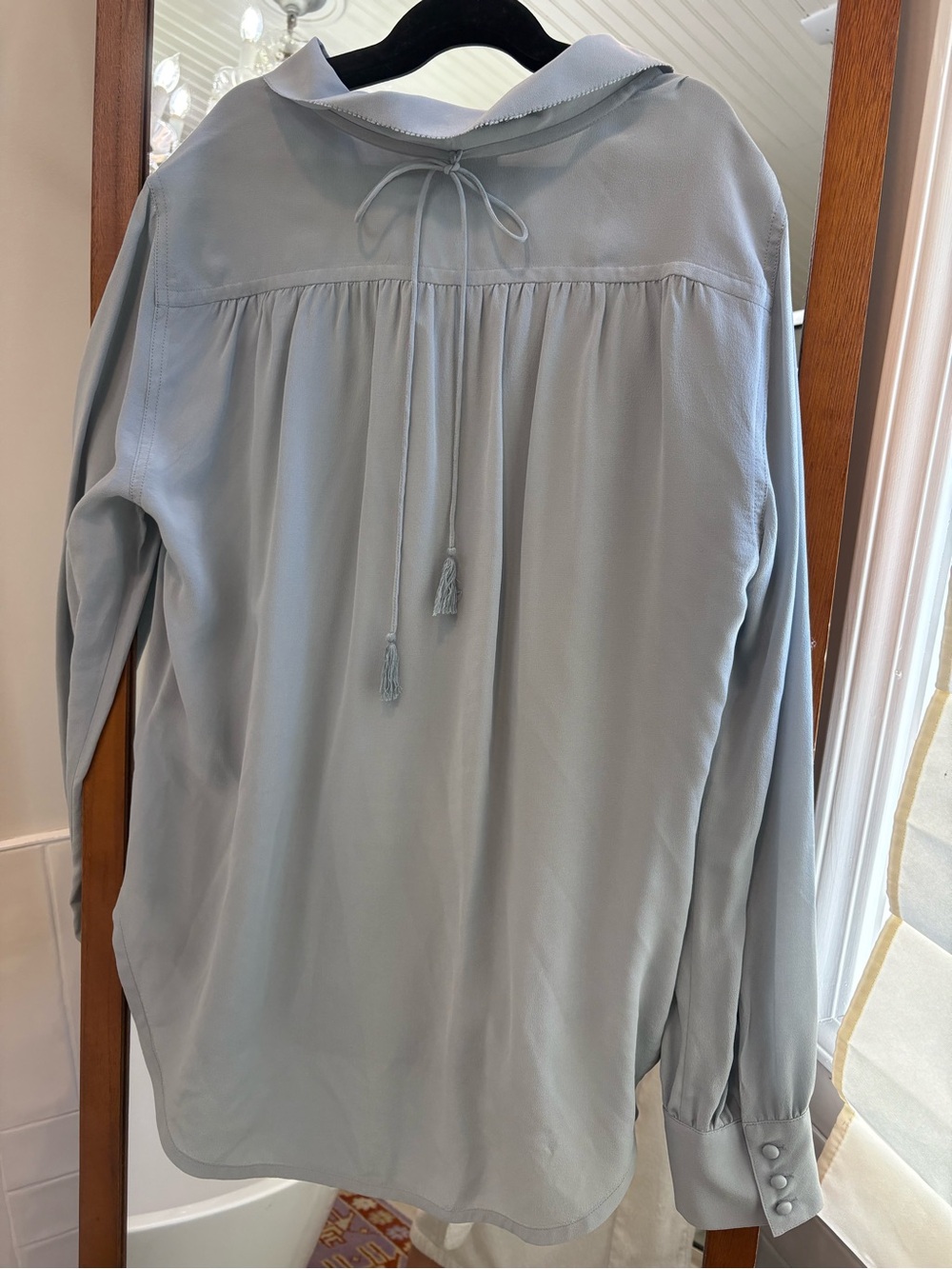 Wrap London 100% Silk Blouse with bow tassels detail size 8 - Picture 2 of 4